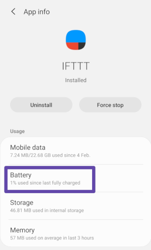 Select the Battery item